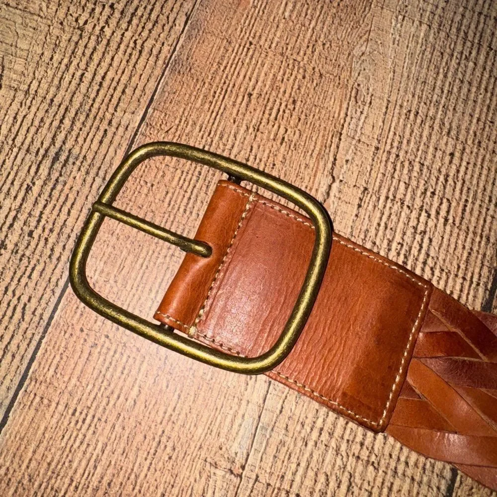 Harold’s Brown Leather double Braided wide Belt Size M